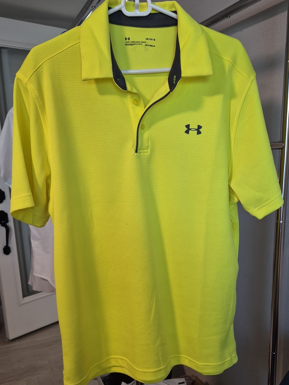 Under Armour Golf Neon Yellow Performance Polo with Contrasting Collar